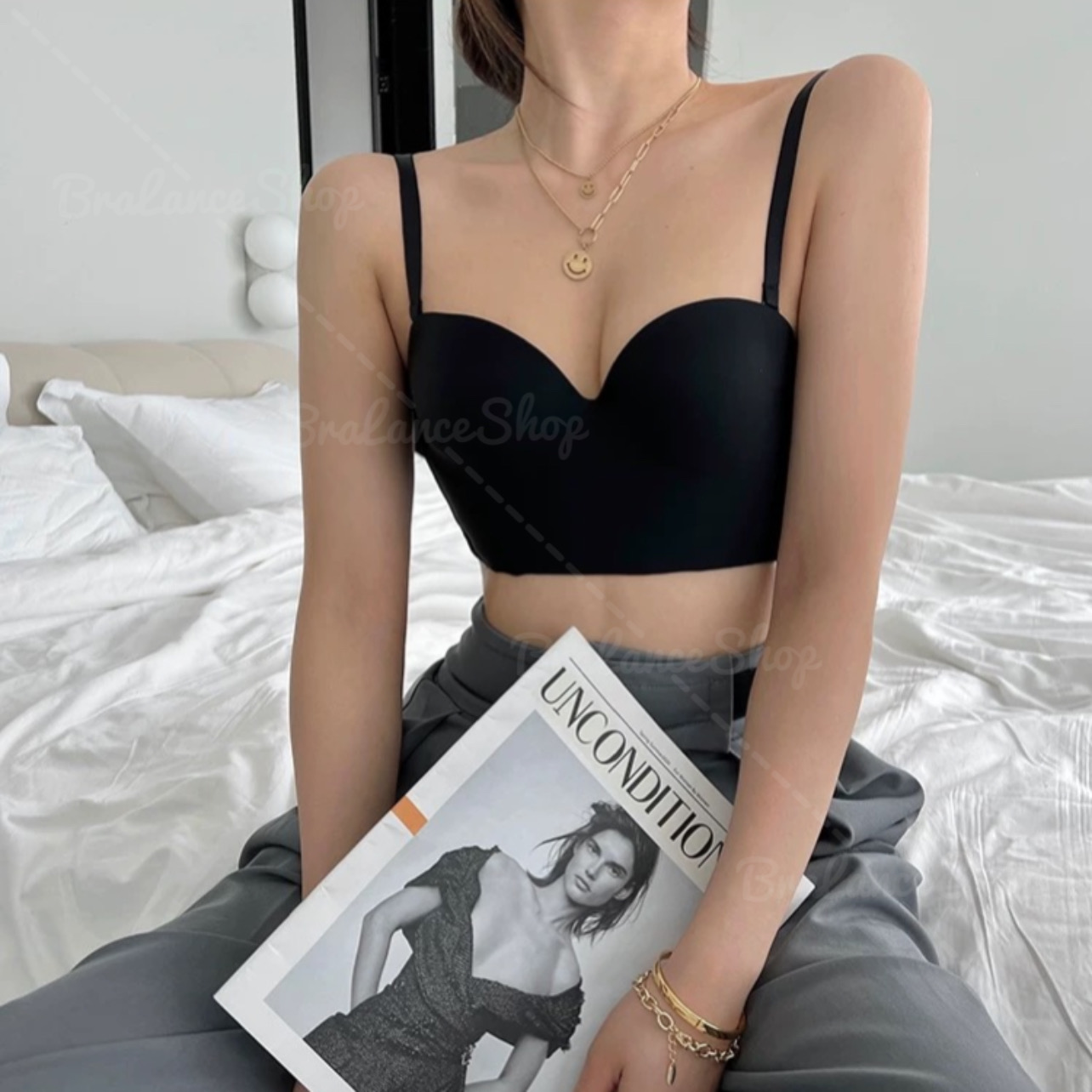 BLS✿0316 ยกทรงเกาะอกล๊อคกิ้งบรา สไตล์ครอปบรา