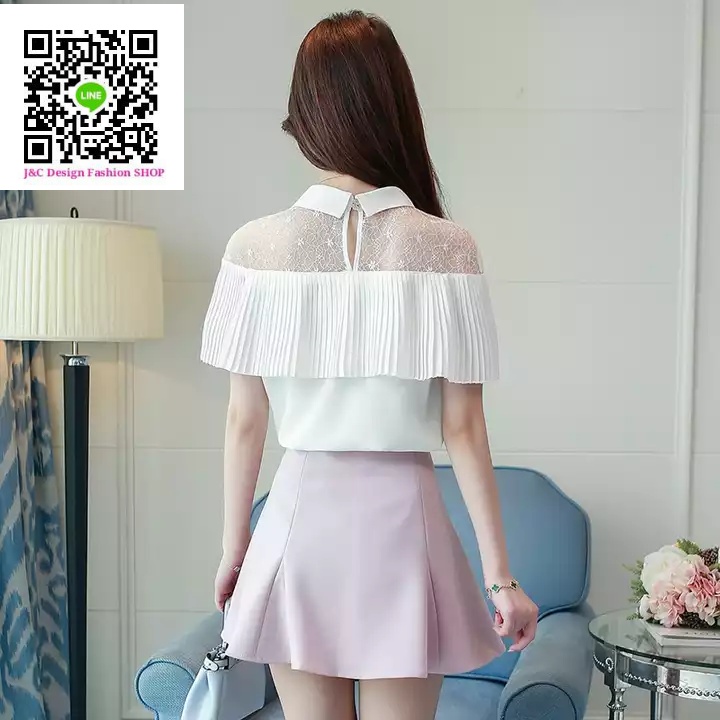 เสื้อชีฟองสไตน์เกาหลีพร้อมส่ง #เสื้อชีฟองแต่งเกล็ดระบายด้านหน้า #เสื้อทำงานเกาหลี #เสื้อสมัครงาน #ชุดสมัครงาน #เสื้อใส่กับผ้าถุง #เสื้อใส่กับผ้าซิ่น