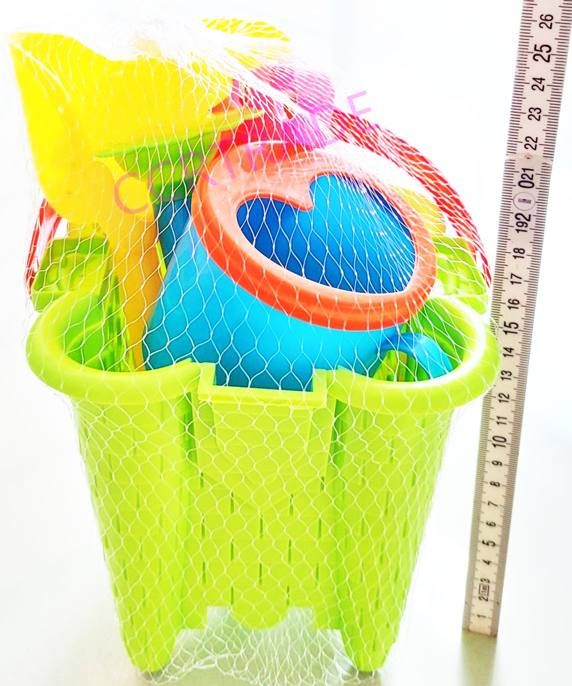 ชุดเล่นทรายปราสาท 7 ชิ้นถุงตาข่าย 15.5x23 ซม.(1x3)