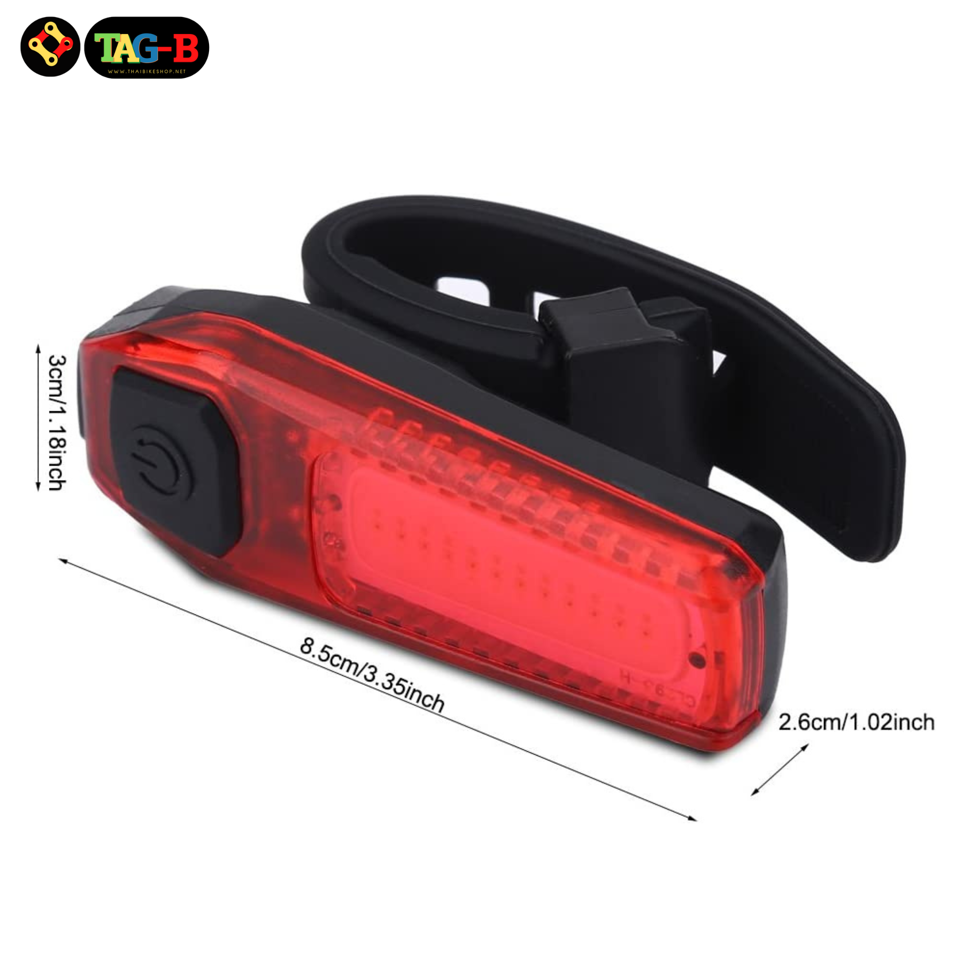 ไฟท้ายจักรยานชาร์จ USB ติดกระเป๋าได้ รุ่น ZH1608