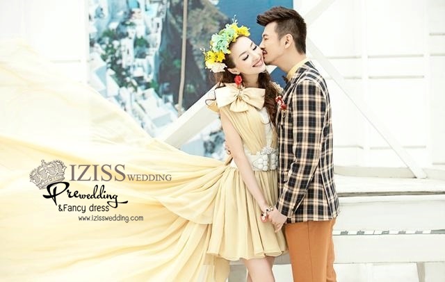 PW176 - Pre order ชุดคู่ถ่ายพรีเวดดิ้ง (prewedding dress) & ชุดแต่งงานแฟนซี (Fancy wedding dress)ชายหญิง "ธีมสีครีม-ลายสก๊อต"