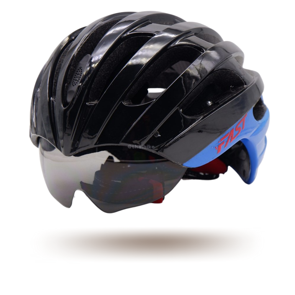 หมวกกันน็อคจักรยาน FASTBIKE N-LITE D-GROUP 02 มีแว่นในตัว เก็บแว่นได้