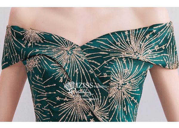 DL080 **พร้อมส่ง** ชุดออกงานสีเขียว ชุดราตรี เดรสยาวออกงาน (Night party dresses) ชุดไปงานแต่งงานสวยๆ "ธีมสีเขียวเข้ม"