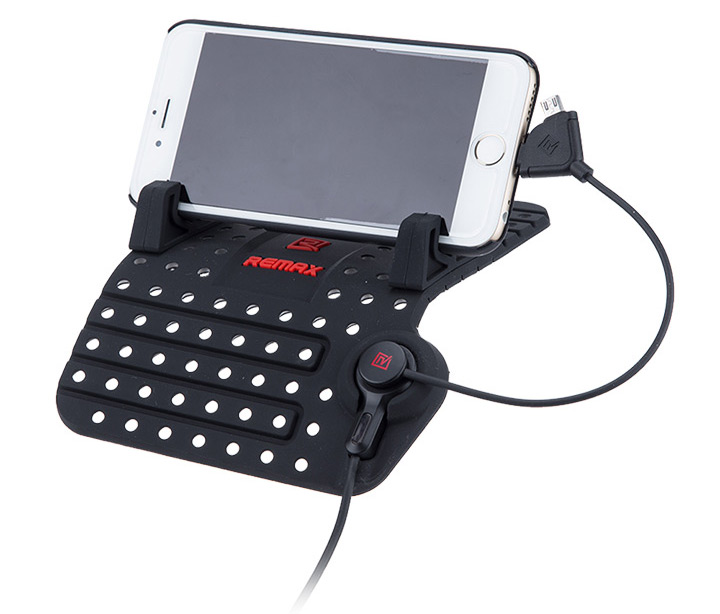 แท่นวางโทรศัพท์พร้อมที่ชาร์จแบต Remax Car Holder Super Flexible (Black) ส่งฟรี!!