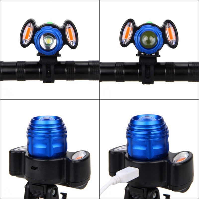 ไฟหน้าจักรยาน 2X COB Bicycle Headlights Mountain Bike Headlights T6
