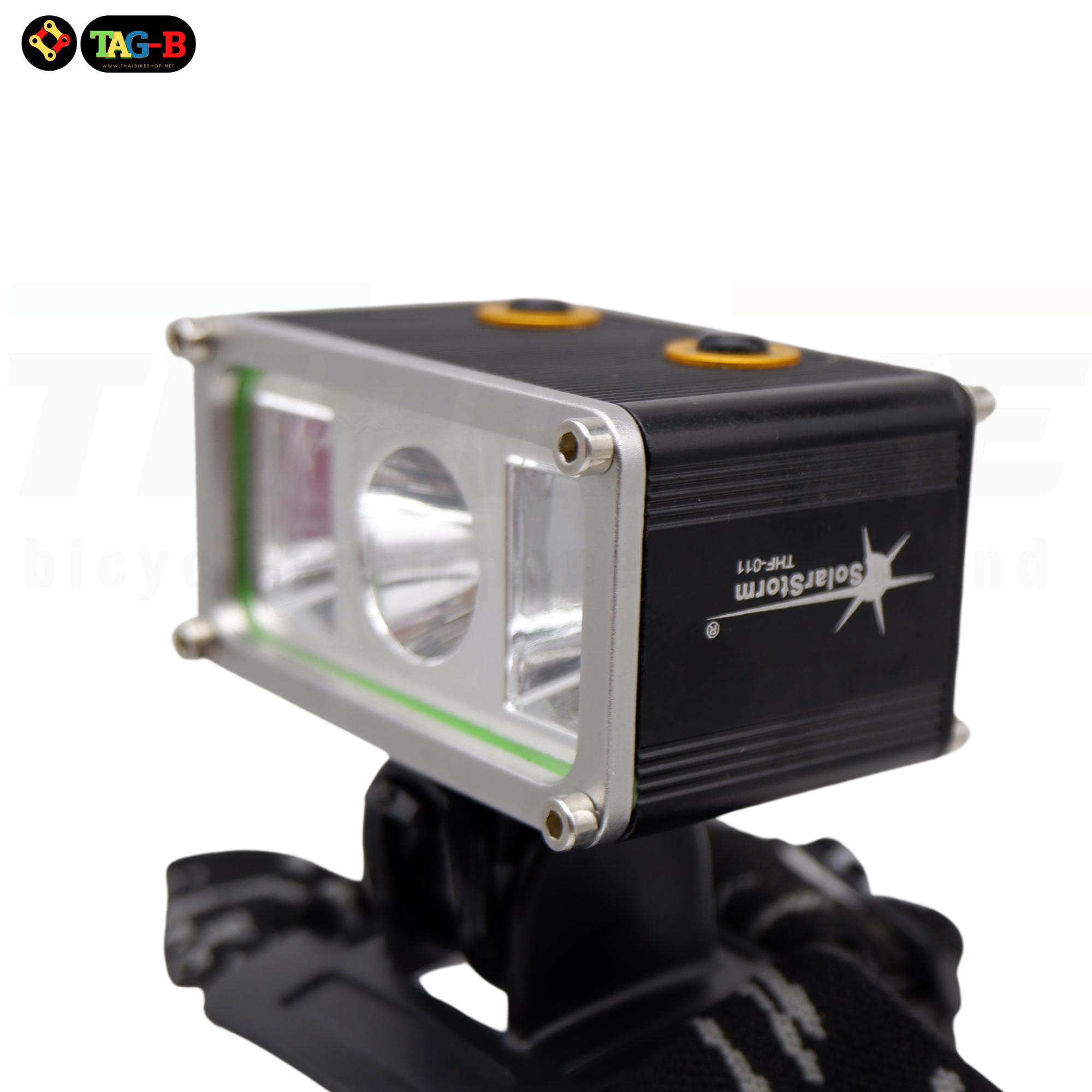 ไฟหน้าจักรยานแบบชาร์จ TAG-B 1800 ลูเมนส์ แบบสามสี แดงน้ำเงิน