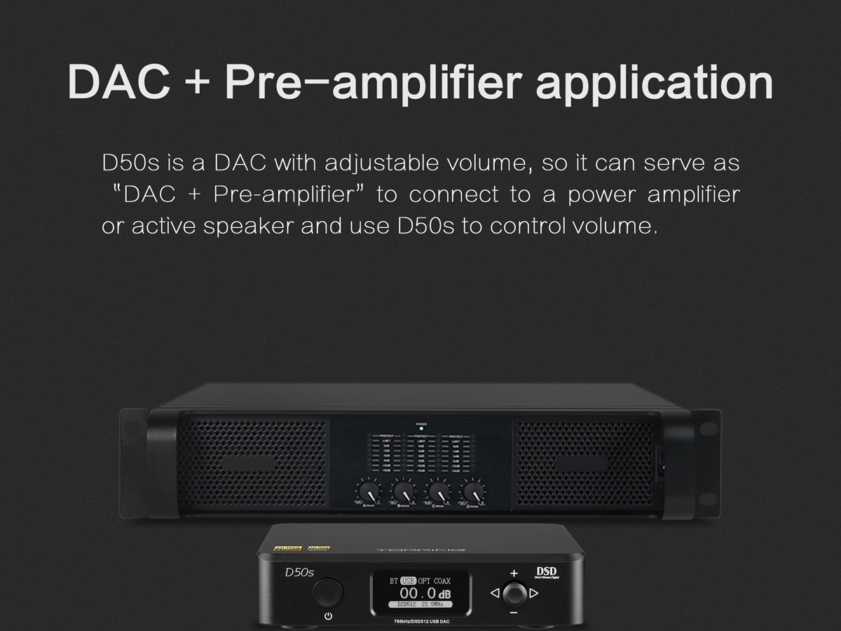 ขาย TOPPING D50s DAC ตั้งโต้ะระดับ Hi-Res รองรับ Bluetooth 5.0 , 32Bit/768kHz , DSD512 , LDAC