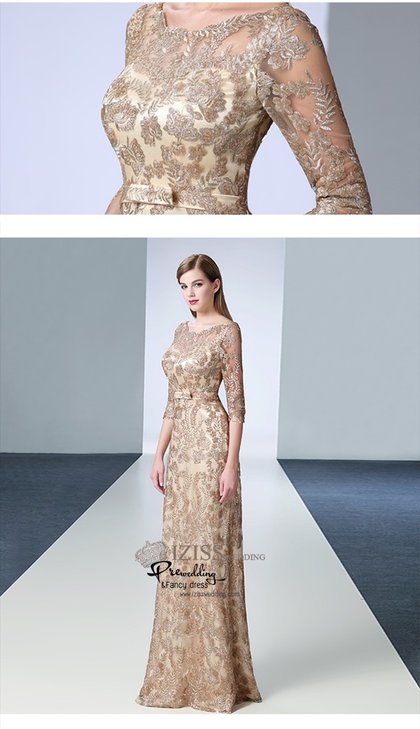 T012 **พรีออเดอร์เดรสชุดเลื่อมสีทอง**ชุดราตรียาวเลื่อมสีทองทั้งชุด แขนสั้น เล่นดีเทลซีทรูช่วงอก ตกแต่งเลื่อมสีทองปักรูปใบไม้ พร้มเข็มขัดเข้ารูป สวยงามหรูหราไฮโซมากๆ ค่ะ