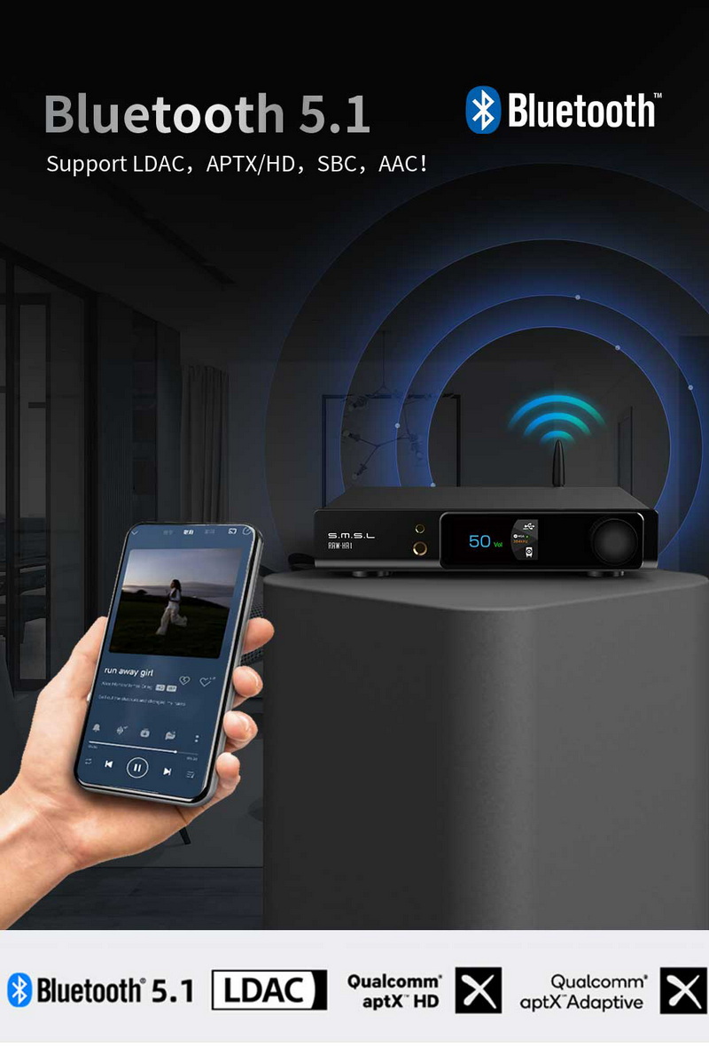 SMSL RAW-HA1 แอมพลิฟายเออร์กำลังสูง ชิป Infineon รองรับ MQA, MQA-CD, LDAC ประกันศูนย์ไทย
