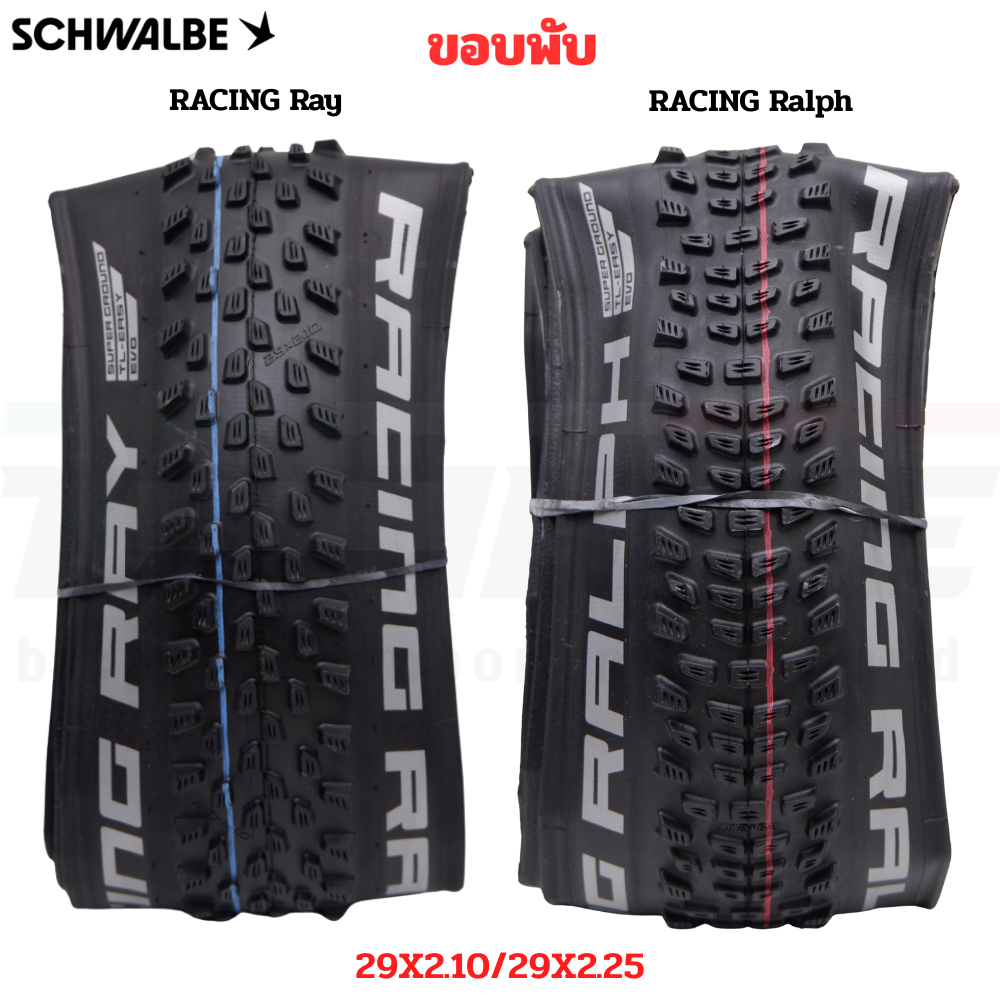 ยางนอกจักรยานเสือภูเขา ทูปเลส SCHWALBE RACING RAY/RALPH ขอบพับ, 29X2.10/29X2.25