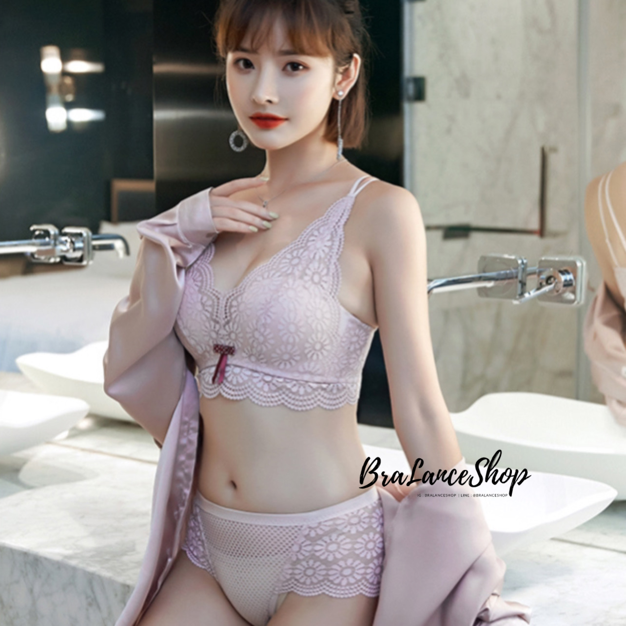 BLS✿1601 Setบรา+กกน. ชุดชั้นในลูกไม้ แต่งสายหลังได้หลายแบบ