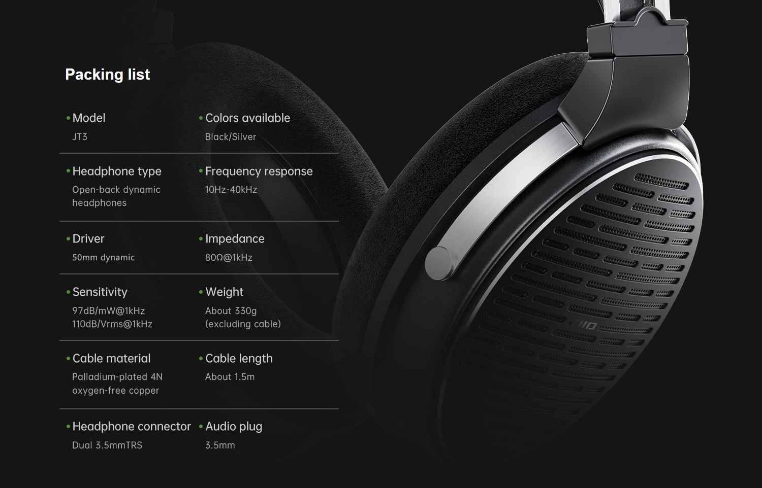 <PreOrder> FiiO JadeAudio JT3 หูฟัง Headphone คุณภาพสูงระดับ High-Fidelity ดีไซน์เปิดหลัง ประกันศูนย์ไทย