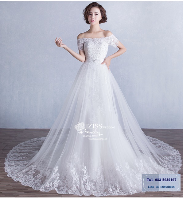 BR196 **พรีออเดอร์**ชุดแต่งงาน&ชุดเจ้าสาวแบบยาวสีขาวเกรดพรีเมี่ยม หรูหราน่ารัก สวยโดดเด่นไม่ซ้ำใคร