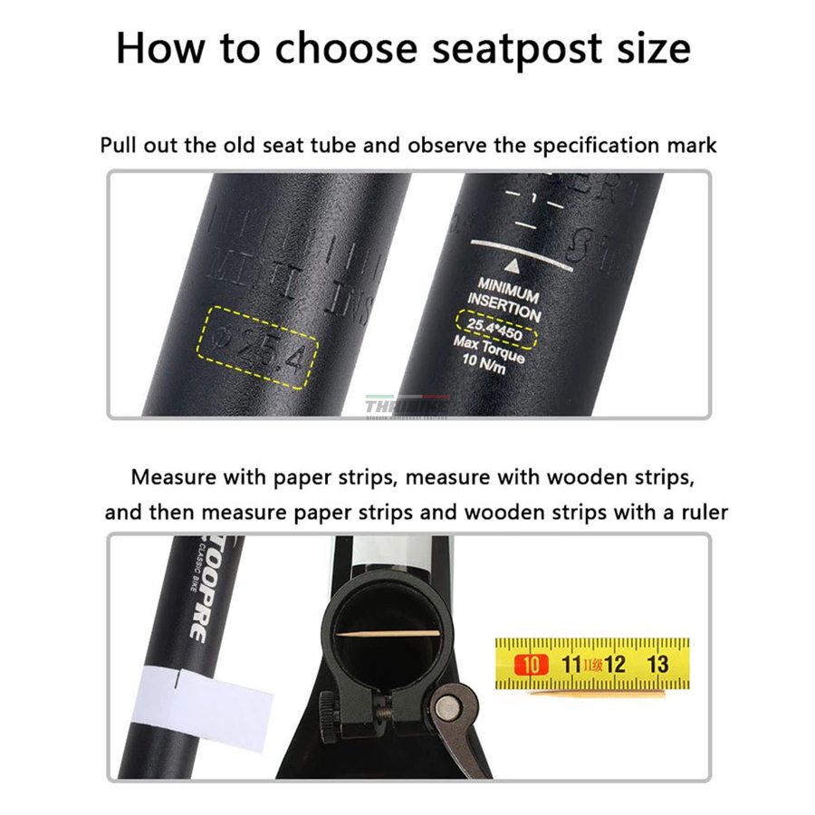 หลักอานจักรยานอลูมิเนียม เยืองหลัง TOOPRE ยาว 450 มม. 25.4 27.2 28.6 30.4 30.8 31.6 มม.