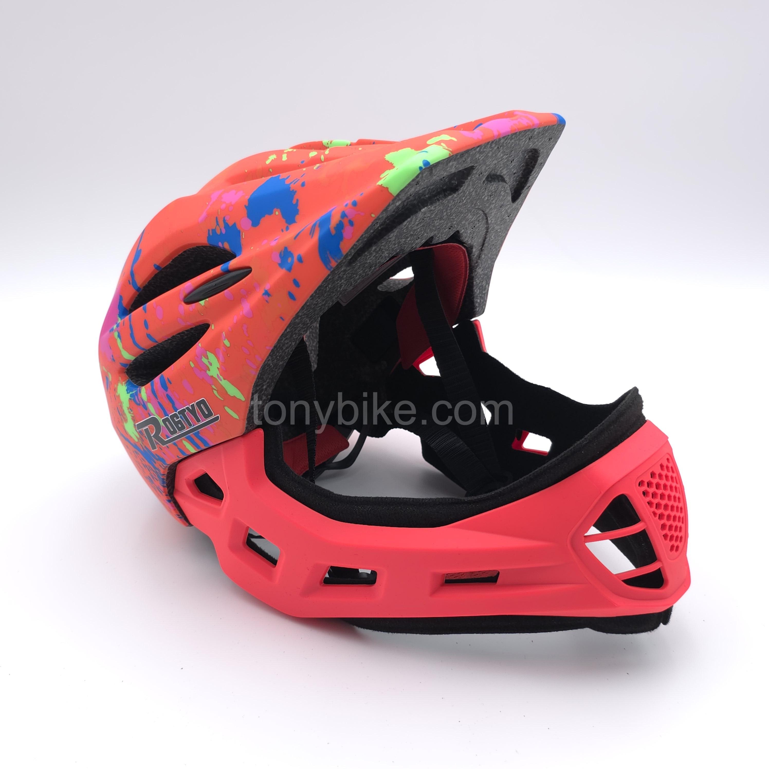 หมวกจักรยานเด็ก เต็มใบ สีแดง เพ้นท์สี 46-53 ซม.