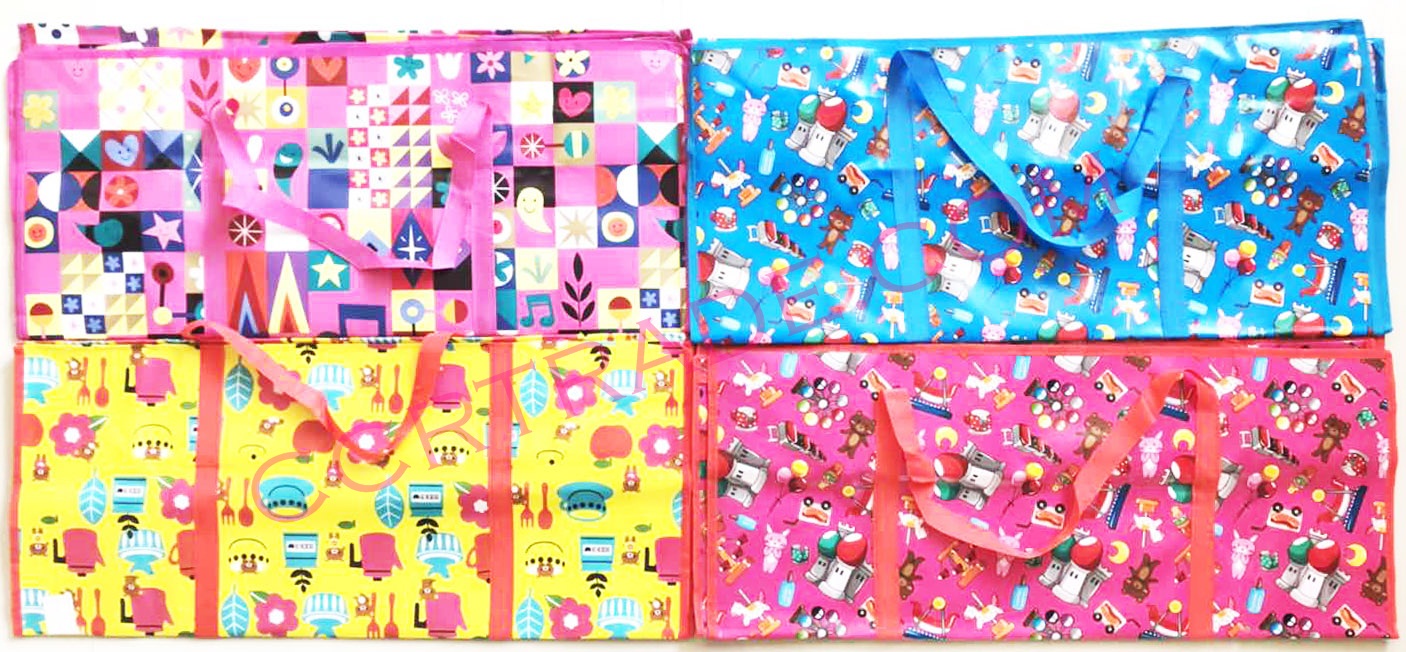 กระเป๋ากระสอบซิปใหญ่ (คละลาย) 70x63x28 ซม.(1x3)