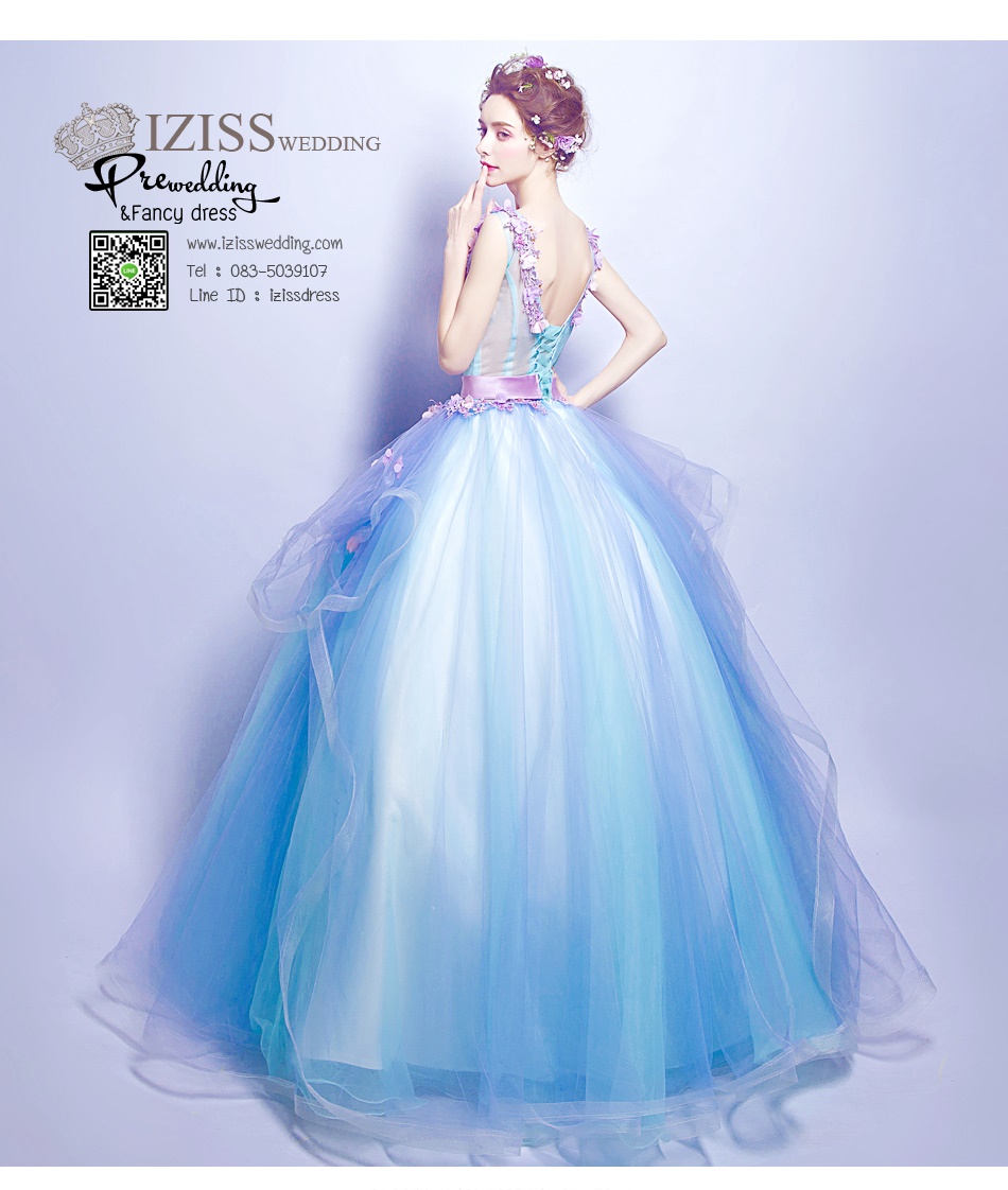 DL004 - **พร้อมส่งกระโปรงสั้น พรีออเดอร์กระโปรงยาวค่ะ* ชุดราตรี เดรสยาวออกงาน (Evening dresses) ชุดไปงานแต่งงานสวยๆ "ธีมสีฟ้าม่วง"