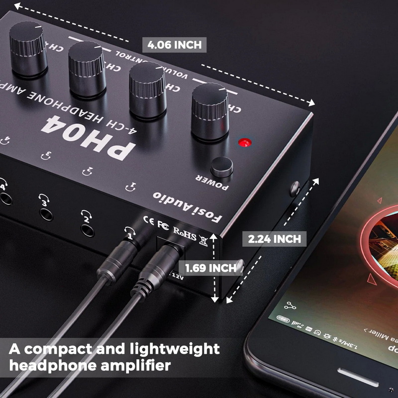 Fosi Audio PH04 แอมป์หูฟังตั้งโต๊ะแบบแยก เข้า 1 ออก 4 ช่องสัญญาณหูฟัง 3.5 มม. ประกันศูนย์ไทย