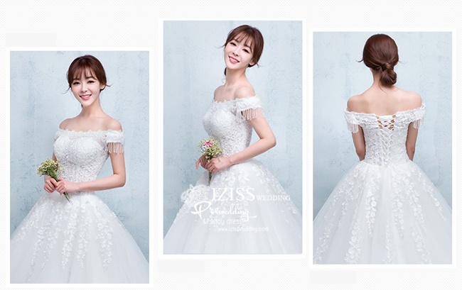 BR227 **พร้อมส่ง**ชุดแต่งงาน&ชุดเจ้าสาวแบบยาวสีขาวเกรดพรีเมี่ยม หรูหราน่ารัก สวยโดดเด่นไม่ซ้ำใคร สวยงามดุจเจ้าหญิง