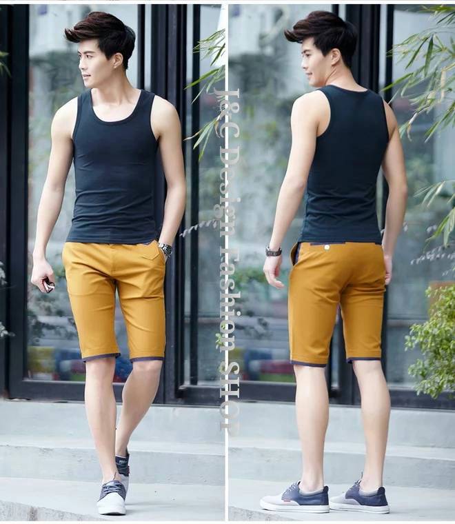เสื้อผู้ชายคลาสสิกแขนสั้น ใส่แล้วท็อปส์เพียวสีขาวดำ คอVคอยืดหยุ่นผ้าฝ้ายไลคร่าเสื้อยืดเสื้อกล้าม เสื้อยืดเกาหลีคอวีชาย