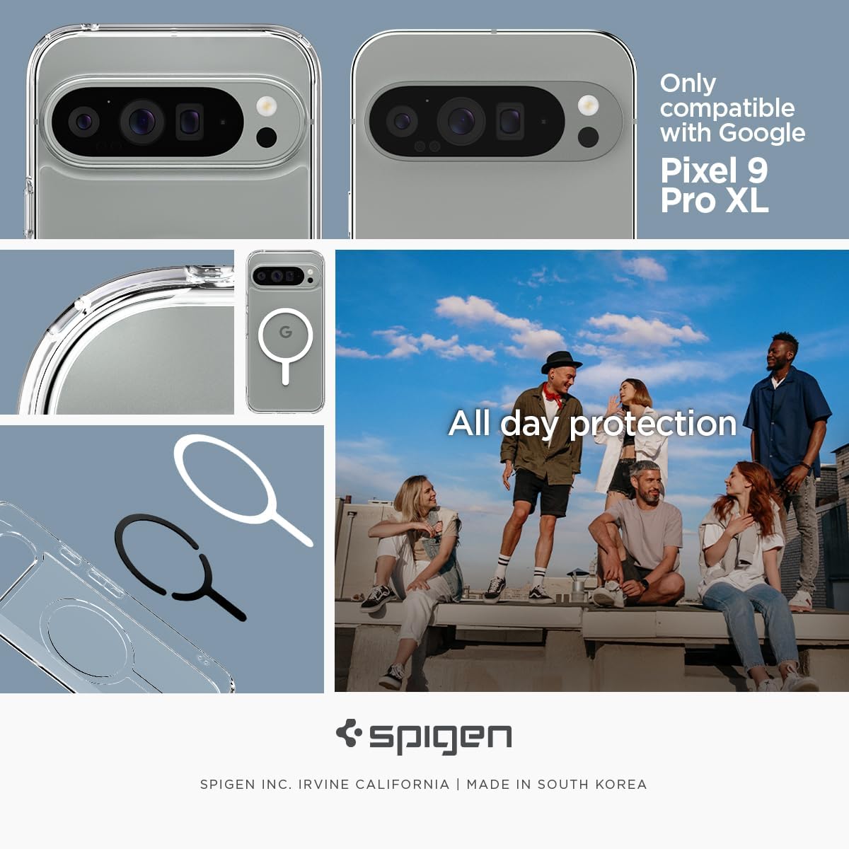 Spigen Ultra Hybrid Metal Ring MagFit Designed for Pixel 9 Pro XL Case