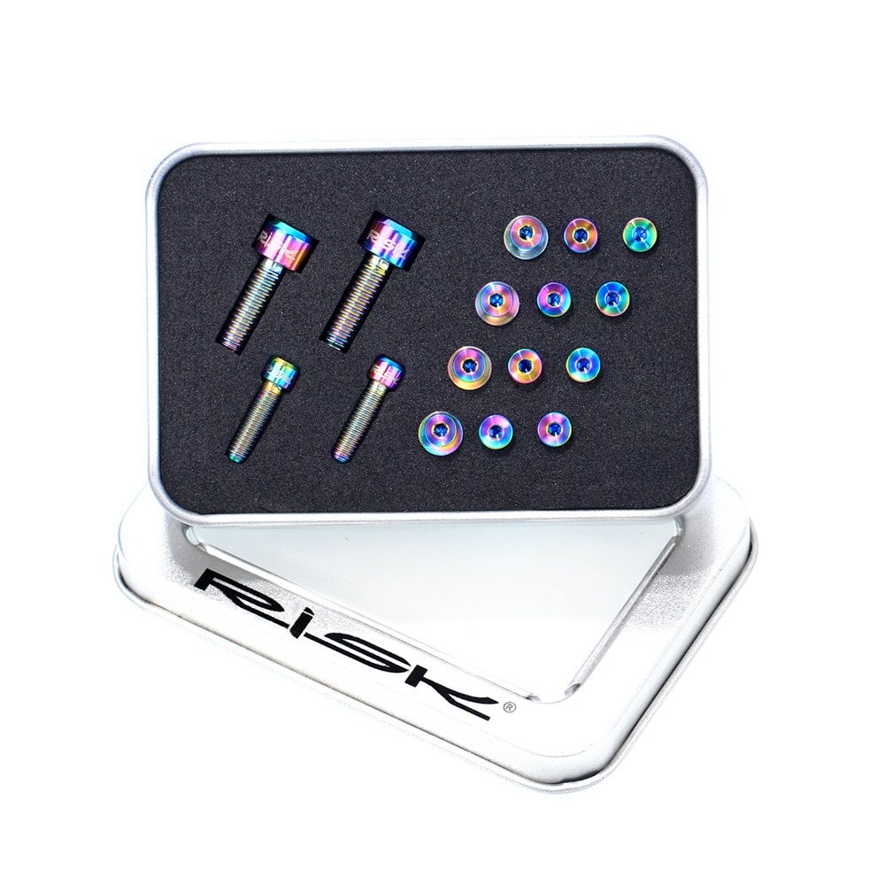 ชุดน็อตไทเทเนี่ยมแต่งจักรยาน RISK ใส่เบรค TITANIUM for Shimano XT775 (กล่องมีตำหนิ)