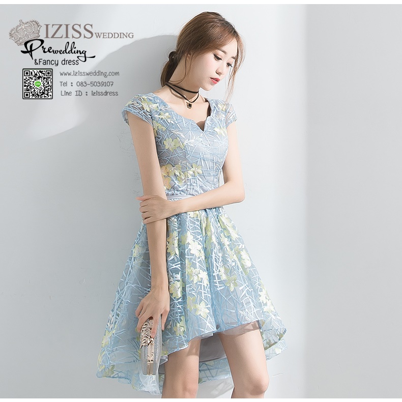DS033 - **Pre order** ชุดราตรี เดรสสั้นออกงาน (short dresses) ชุดไปงานแต่งงานสวยๆ "ธีมสีฟ้า"