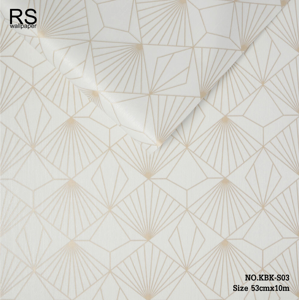 วอลเปเปอร์ โมเดิร์น มินิมอล พื้นสีขาว เส้นสีครีม KBK-S03