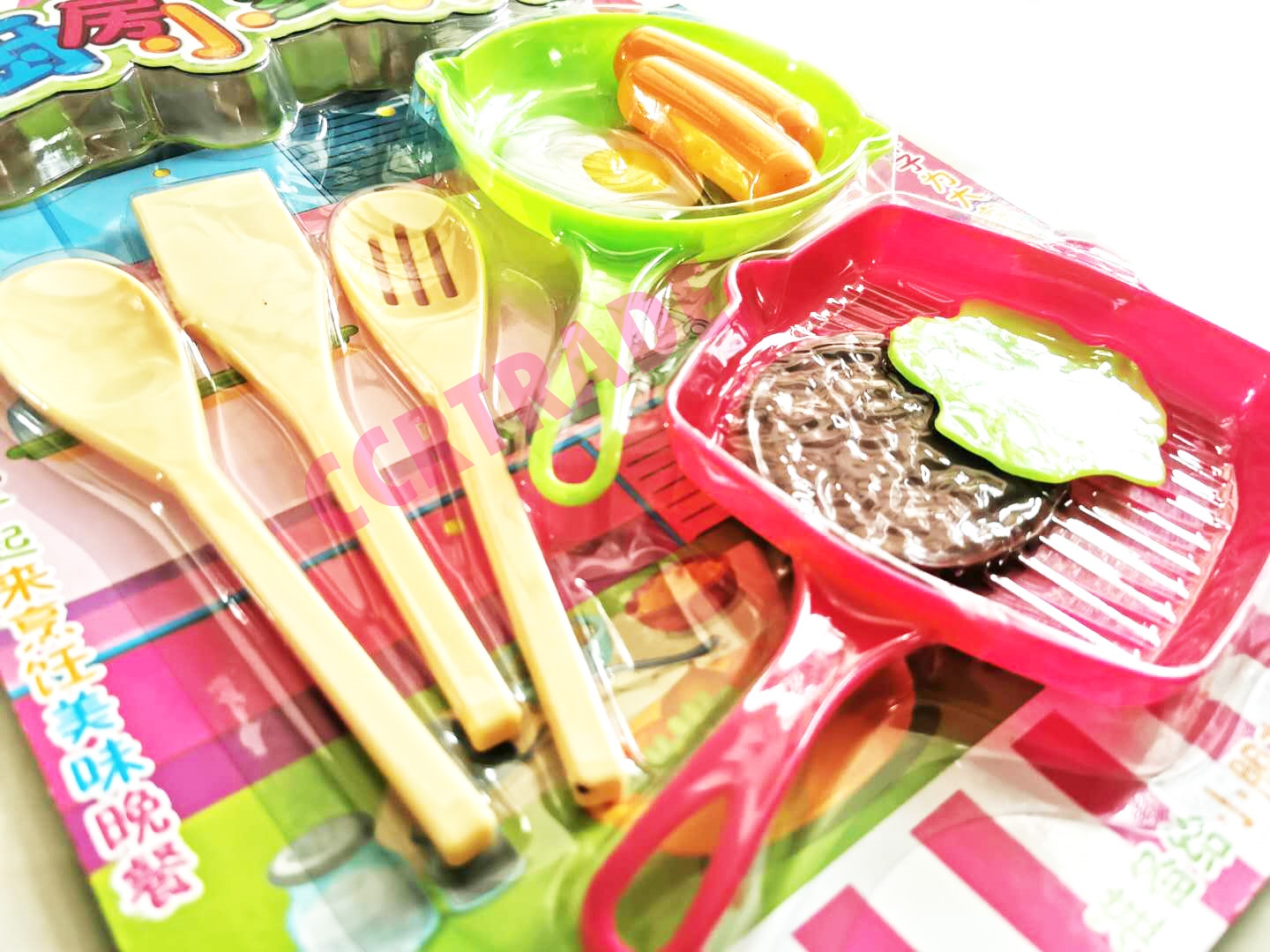 ชุดครัวทัพพีลายไม้+กะทะแผงจัมโบ้ 26x38 ซม.