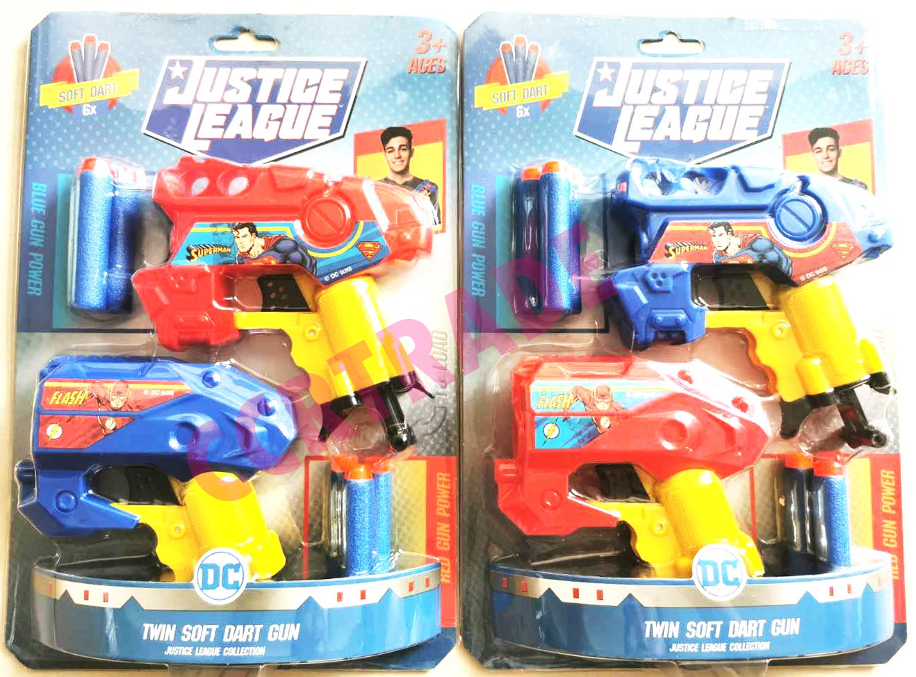 ปืนเนิร์ฟคู่ฮีโร่ DC+กระสุนโฟมแผง 20x30 ซม.(ลิขสิทธิ์แท้)(1x3)