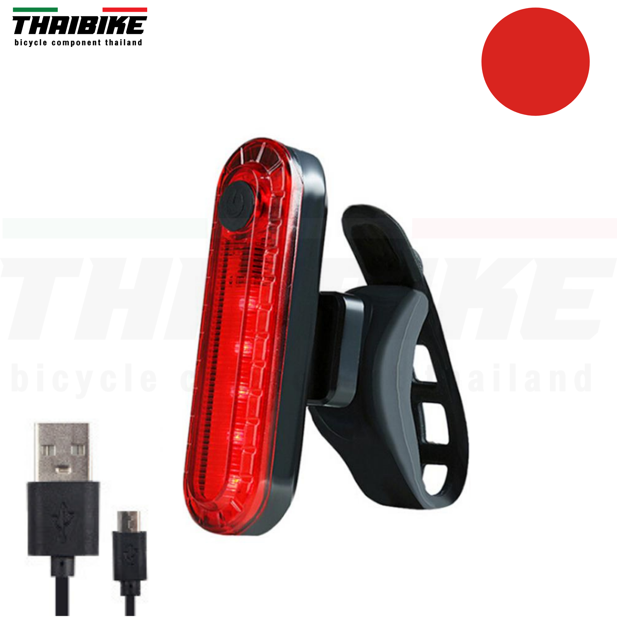 ไฟหน้า ไฟท้ายจักรยาน THAIBIKE USB ไฟสีแดง/ไฟสีแดงขาว/ไฟสีแดงน้ำเงิน/ไฟสีขาว