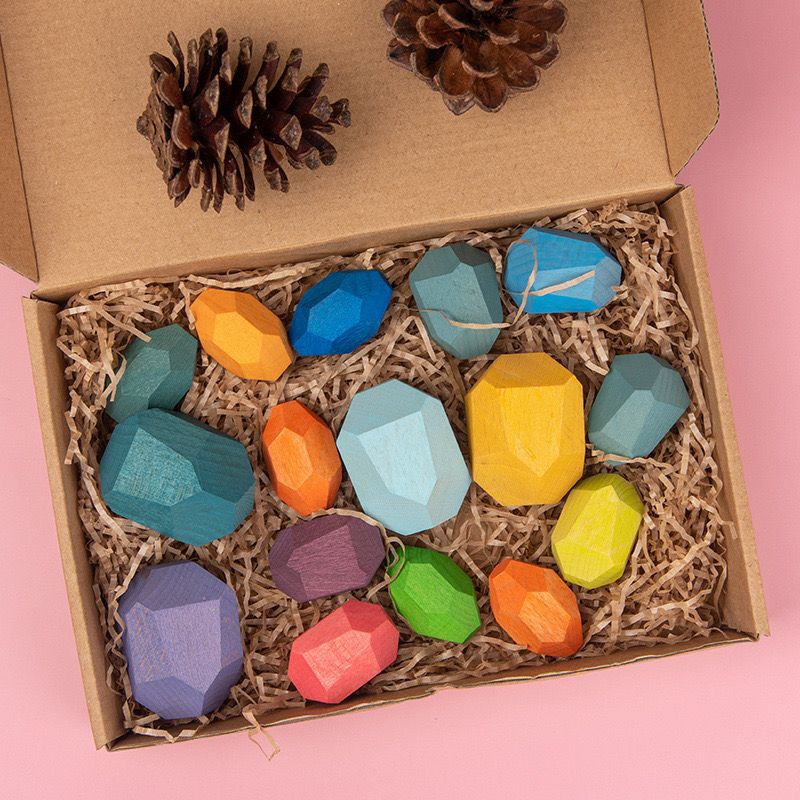 เรียงหินสี ของเล่นเรียนหิน ต่อก้อนหิน วางหิน ของเล่นฝึกกล้ามเนื้อมัดเล็ก