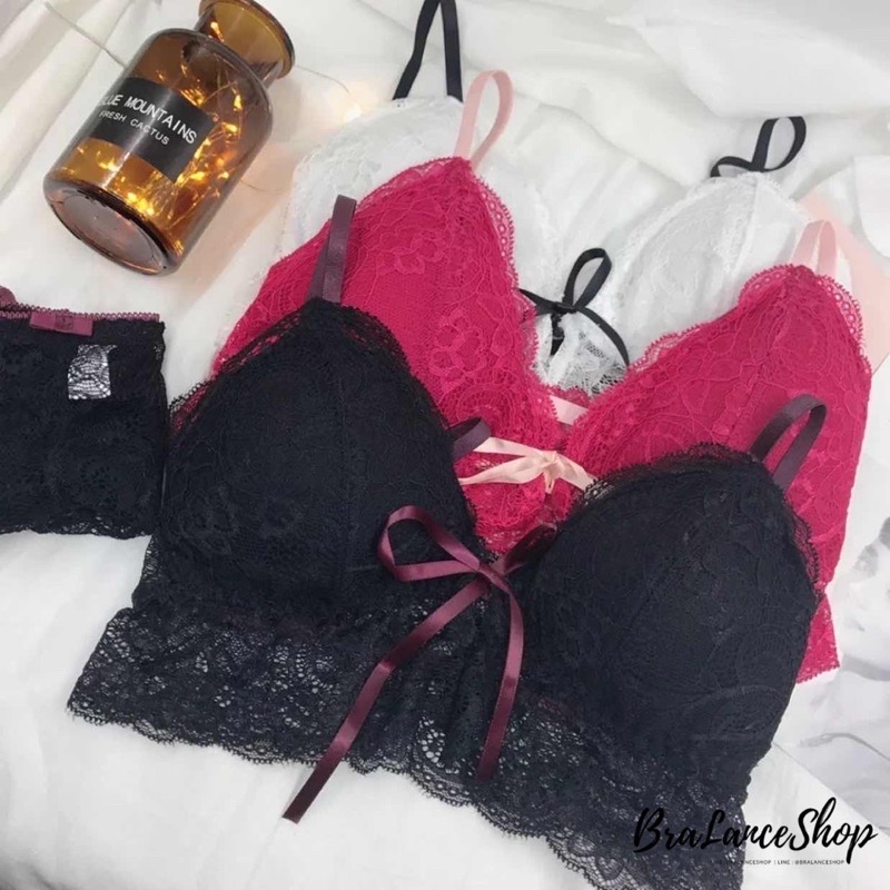 BLS✿8899 ชุดชั้นในแฟชั่น งานลูกไม้ตะขอหน้า ผูกโบว์บังตะขอเก๋ๆ งานไร้โครง