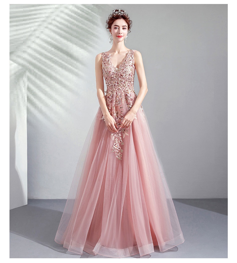 DL083 **พรีออเดอร์** ชุดออกงานสีชมพูทอง ชุดราตรี เดรสยาวออกงาน (Night party dresses) ชุดไปงานแต่งงานสวยๆ "ธีมสี Pink Gold"
