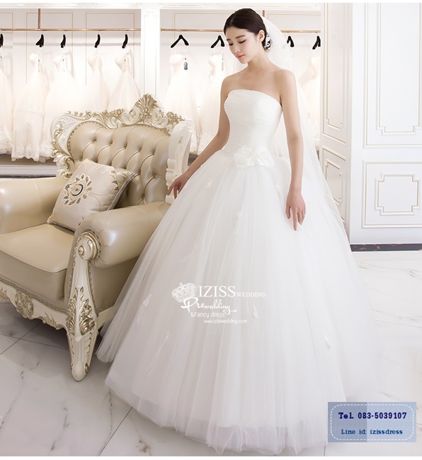 BR198 **พรีออเดอร์**ชุดแต่งงาน&ชุดเจ้าสาวแบบยาวสีขาวเกรดพรีเมี่ยม หรูหราน่ารัก สวยโดดเด่นไม่ซ้ำใคร