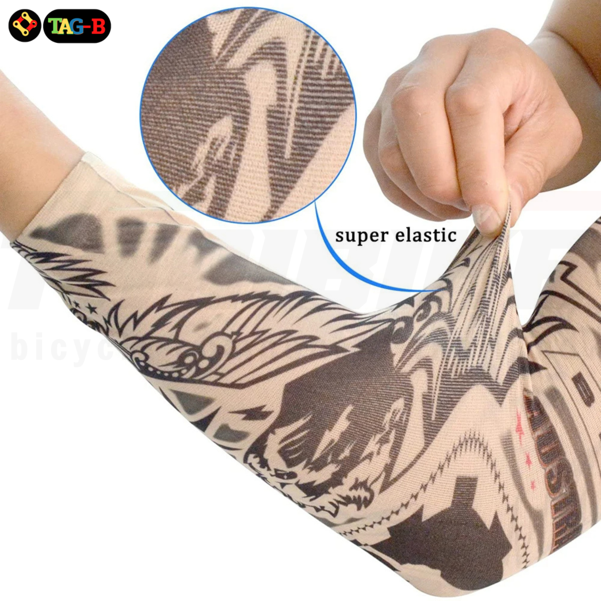 ปลอกแขน ลายสัก ลาย Tattoo ป้องกันแดดและรังสียูวี สำหรับปั่นจักรยาน