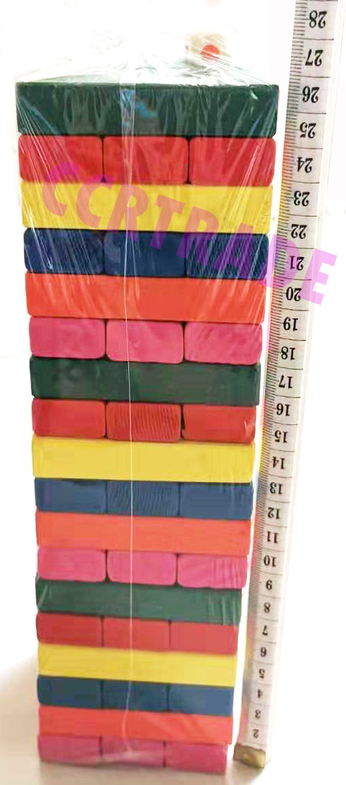 เกมส์จังก้าไม้สีสดตึกถล่ม+ลูกเต๋า 54 ชิ้น(จัมโบ้) 28.5 ซม.(1x3)