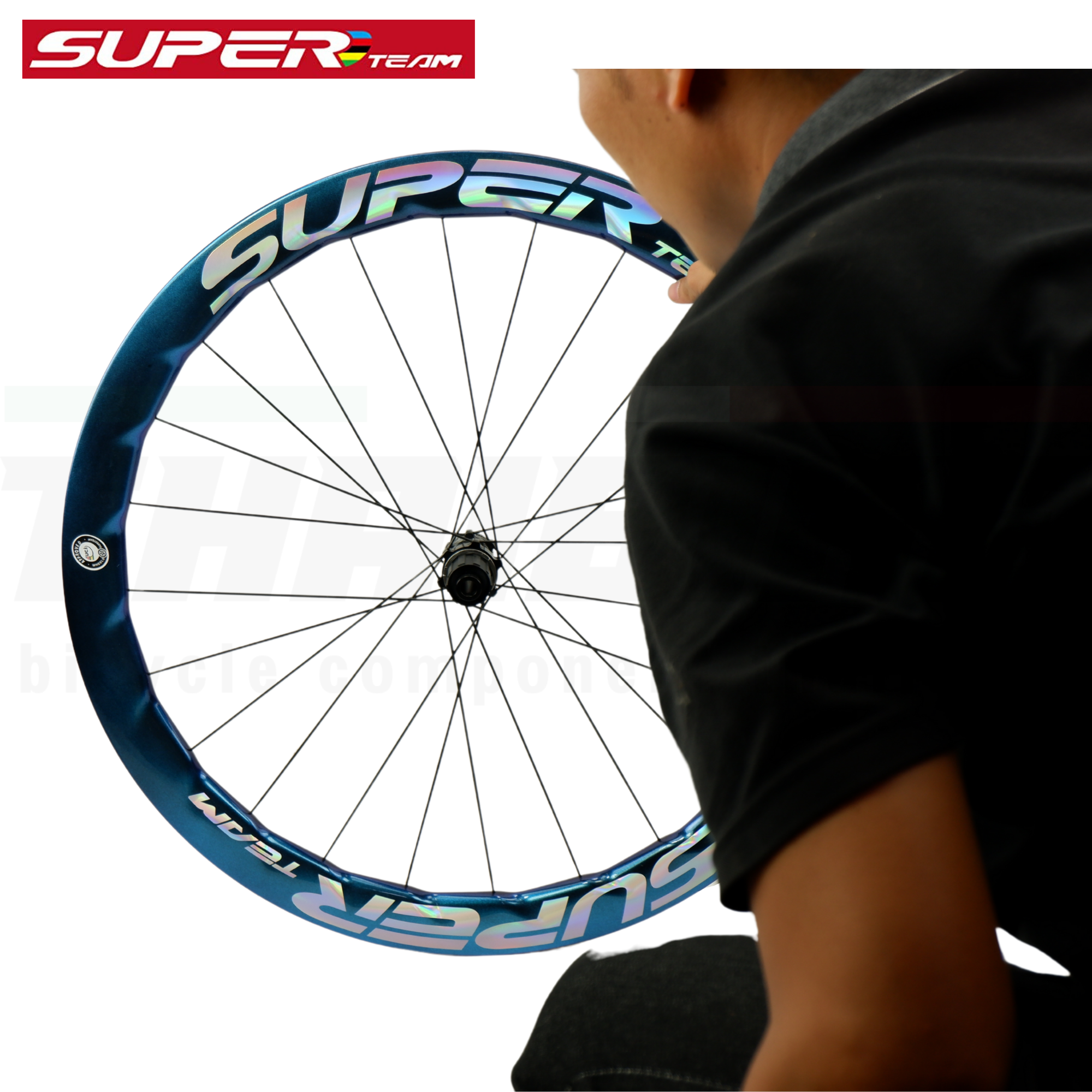 สีพิเศษ ดิสเบรค ล้อจักรยานเสือหมอบคาร์บอน SUPERTEAM CURVE PRO DISK ดิสก์เบรค ขอบ 50/50