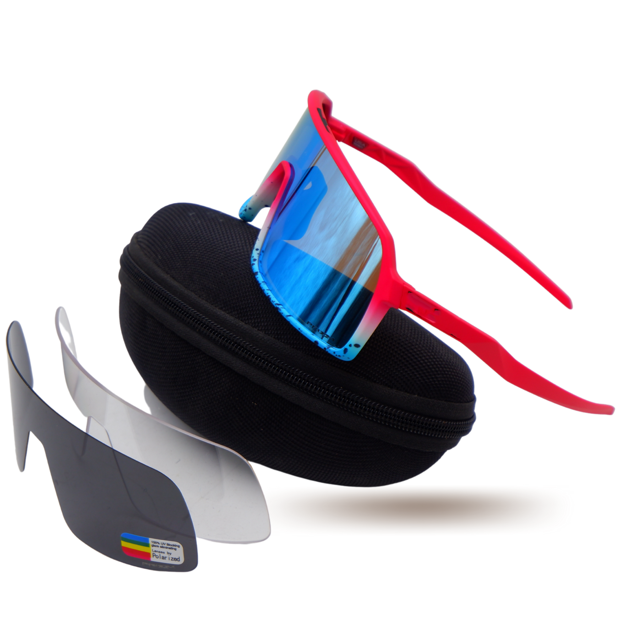 แว่นตาปั่นจักรยาน T-REX 9321 แบบเปลี่ยนเลนส์ 3 เลนส์ มีเลนส์ POLARIZE มีกล่องแว่น ผ้าเช็ด ถุงใส่แว่น