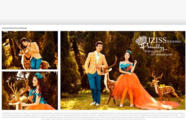 PW212 - Pre order ชุดคู่ถ่ายพรีเวดดิ้ง (prewedding dress) & ชุดแต่งงานแฟนซี (Fancy wedding dress)ชายหญิง "ธีมสีเขียว-ส้ม"