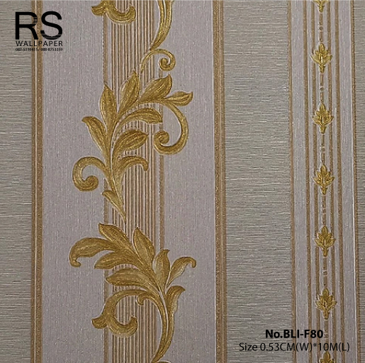 วอลเปเปอร์ ลายหลุยส์ผสมลายทาง โทนสีทอง No.BLI-F80