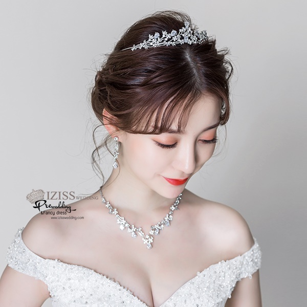 AC013 **พรีออเดอร์**เทียร่า มงกุฎเพชร ต่างหู สร้อยคอเจ้าสาว ชุดเครื่องประดับเจ้าสาวสวยหรูดุจเจ้าหญิง
