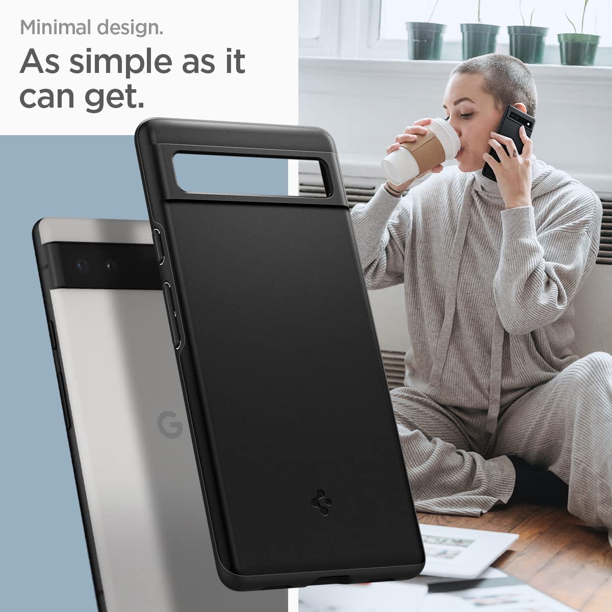 Spigen Thin Fit Designed for Pixel 6a Case - Black