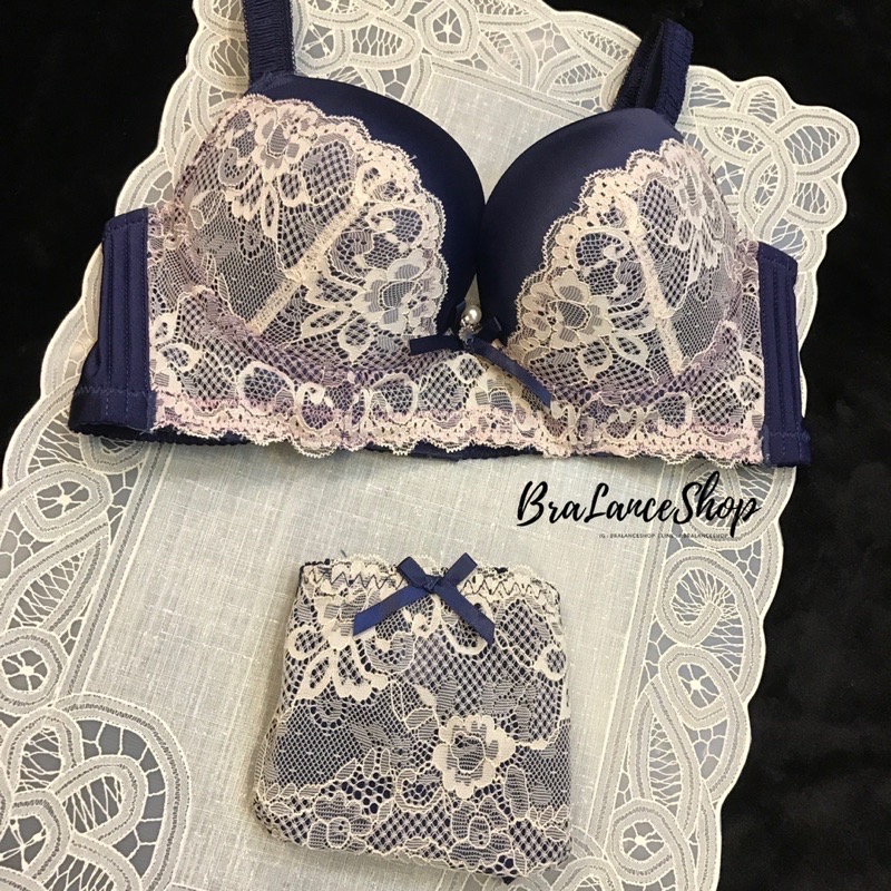 BLS✿0101 Setบรา+กกน. งานลูกไม้ผสมผ้าซาตินนำเข้า