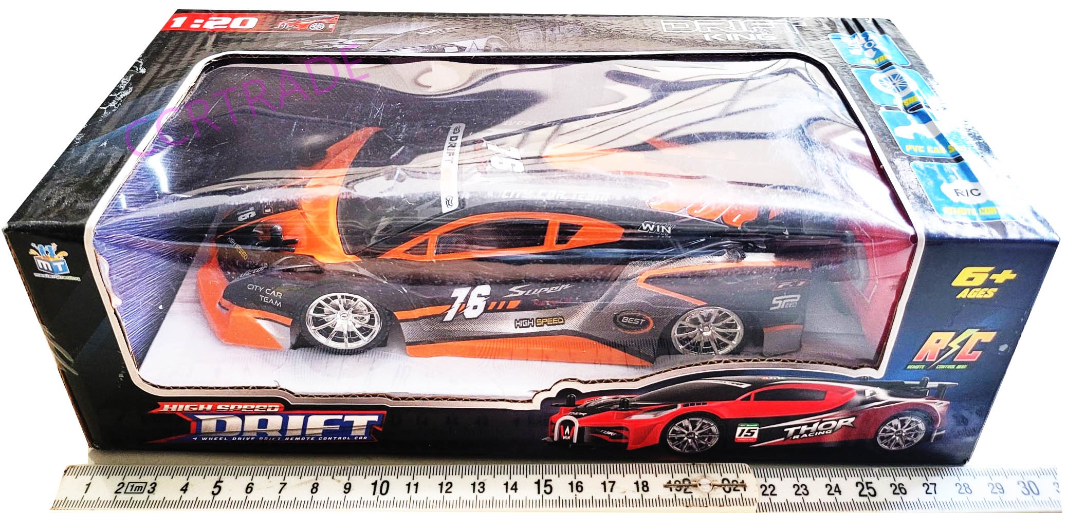 รถดริฟคิงส์บังคับไร้สาย+รีโมทกล่อง 13x28.5 ซม.(งานห้าง)(1x3)