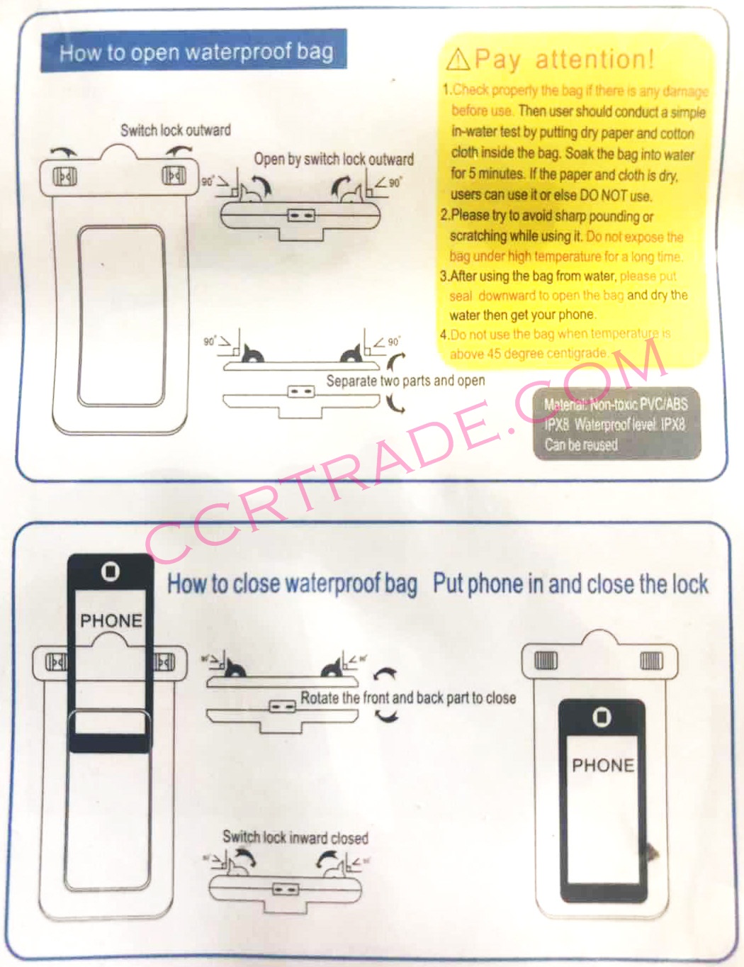 ซองกันน้ำการ์ตูน+สายคล้องรุ่นใหม่(แช่น้ำได้) 21 ซม.