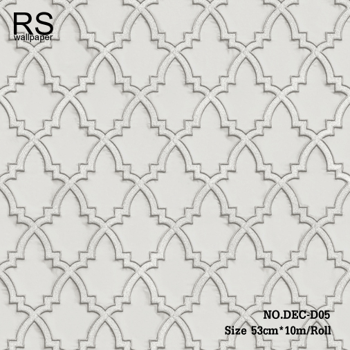 วอลเปเปอร์ลายดอกจิกโมเดิร์นพื้นผ้าไหมสีเทาเงินอ่อน DEC-D05