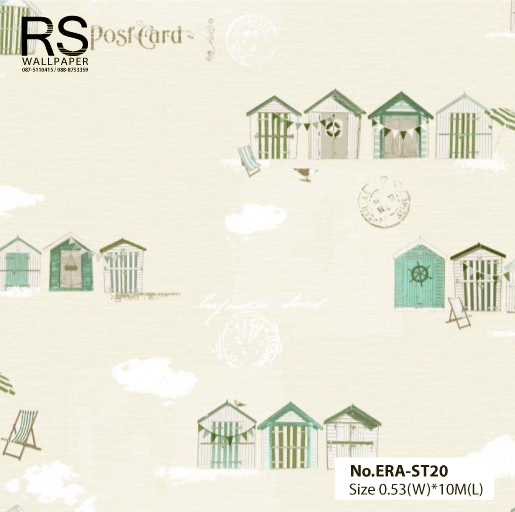วอลเปเปอร์ ลายบ้านน่ารักๆ พื้นสีขาว No.ERA-ST20