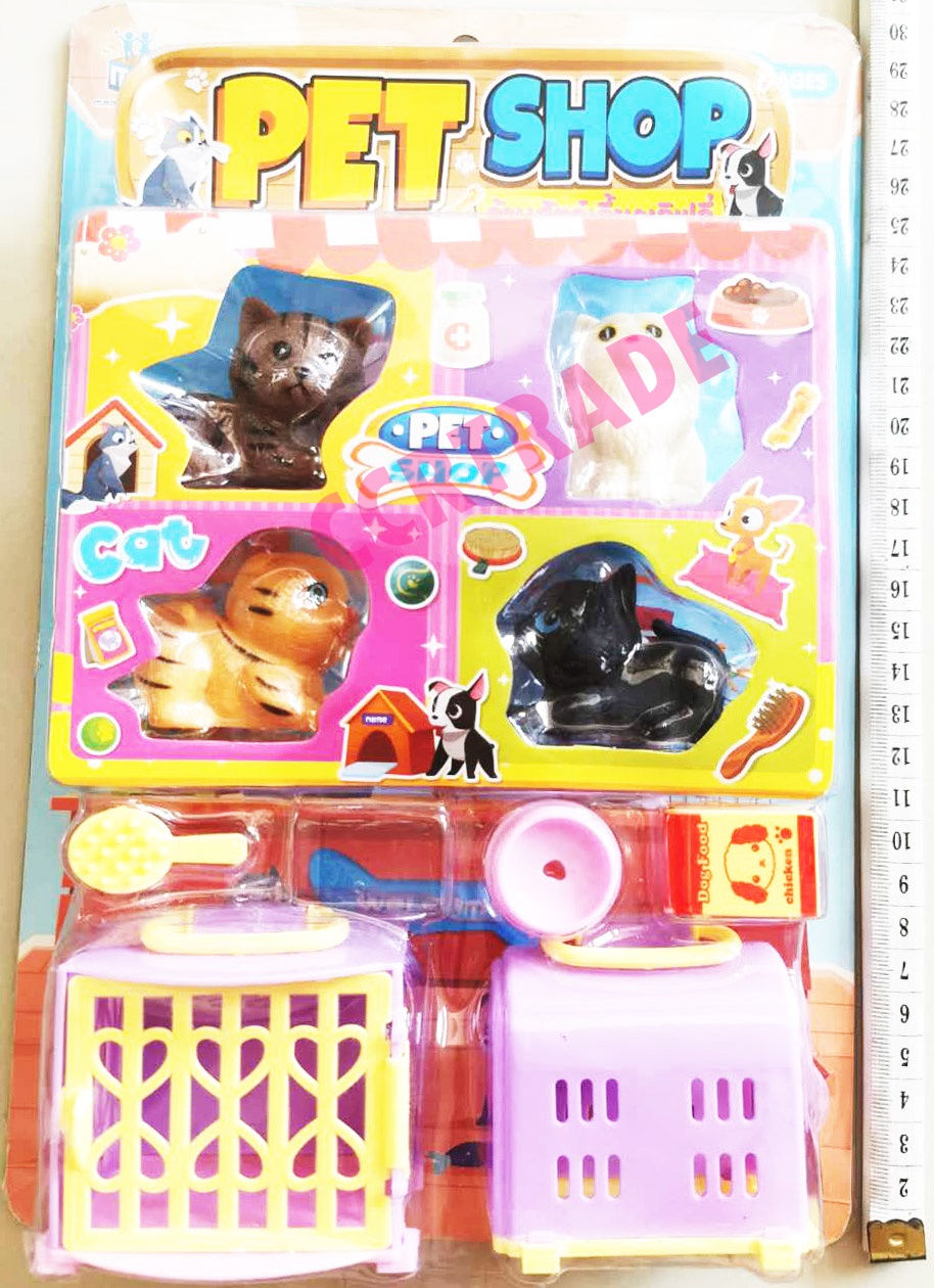 ชุดร้านสัตว์เลี้ยง 4 ตัว+อุปกรณ์แผงครอบ 20x30 ซม.(1x3)