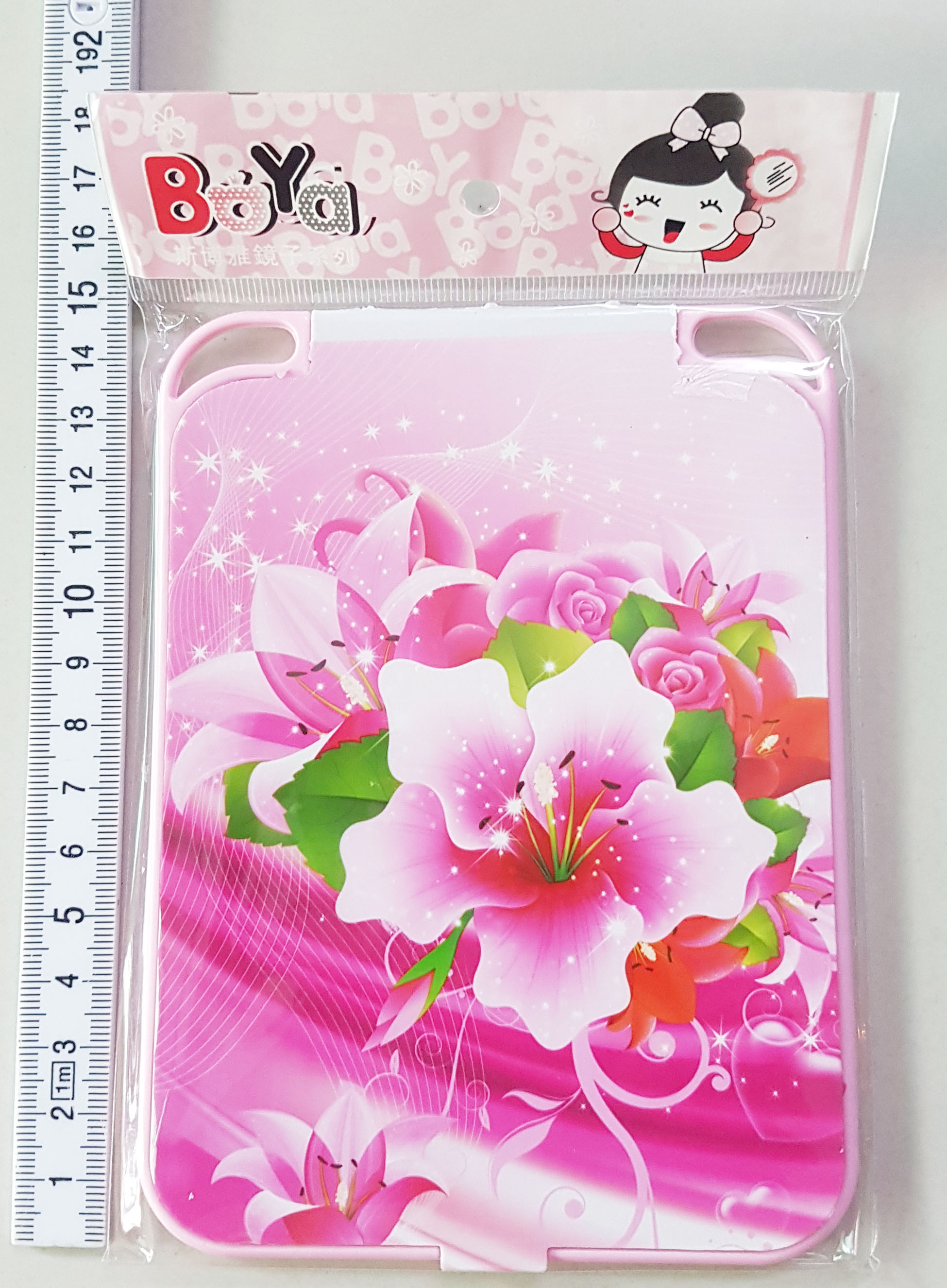 กระจกลายดอกแผง 18ซม.